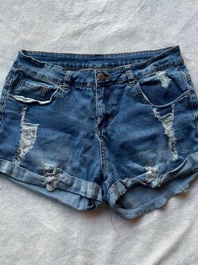 Women’s Distressed Blue Denim Shorts